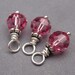 Dangle Birthstone Charms Rose Swarovski Crystals Wire Wrapped with Petite Bead Caps 6mm
