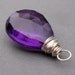 Sterling Silver Wire Wrapped Purple Quartz Faceted Briolette Pendant Dangle Charm