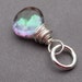 Rainbow Mystic Quartz Faceted Heart Briolette Sterling Silver Wire Wrapped Dangle Pendant with Sterling Silver Jump Ring