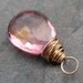 Pink Mystic Quartz Faceted Briolette 14k Gold Wire Wrapped Dangle Pendant Charm