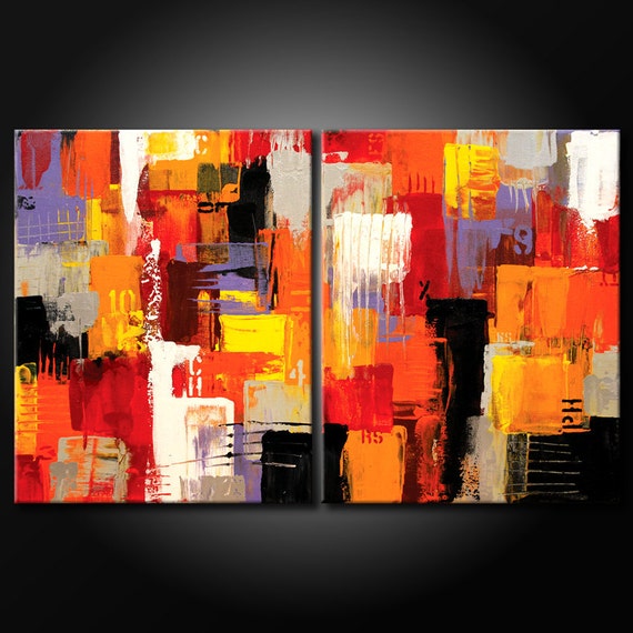 Modern Abstract Painting ORIGINAL 24x36 Canvas Colorful