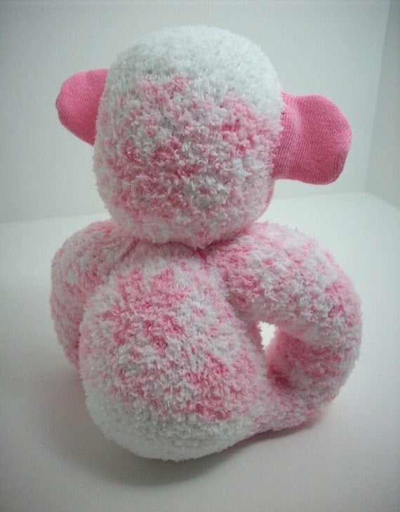 Baby Safe Sock Monkey in Pink and White