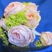 RESERVED for Zahaira ------- Peach, Ivory, Pink Roses & Green Hydrangeas Bridal Wedding Bouquet and Boutonniere
