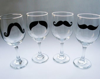 Mustache Wine Glasses - set of 4
