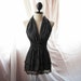 Great Gatsby Black Steampunk Gothic Moulin Rouge Cirque Gypsy French Era Tunic Halter Velvet Trim with Ancient Coins Bohemian Dress y Top