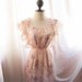 Romantic Vintage Peach Apricot Blush Angel Misty Dreamy Garden Whimsical Petite Floral Soft Chiffon Butterfly Wings Mini Dress Long Tunic