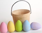 Natural Wooden Toy- PASTEL mini Easter Egg Basket-