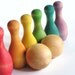 Waldorf Montessori Educational Wood Toy- Classic RAINBOW Bowling Set- Solid Wood Game Set