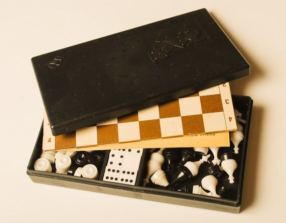 vintage deluxe chess/checker/backgammon/domino/card board game set. wood & glass