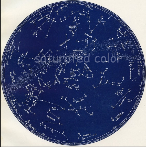 Nov / Dec Night Sky Constellations Star Chart by SaturatedColor