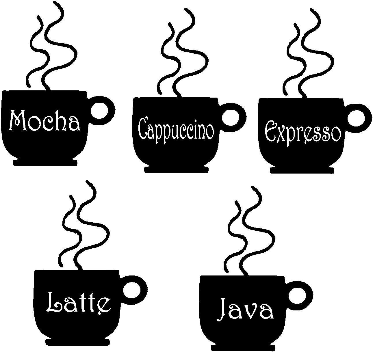 Coffee mugs with words cut out in the mugs by uniquevinyldesigns