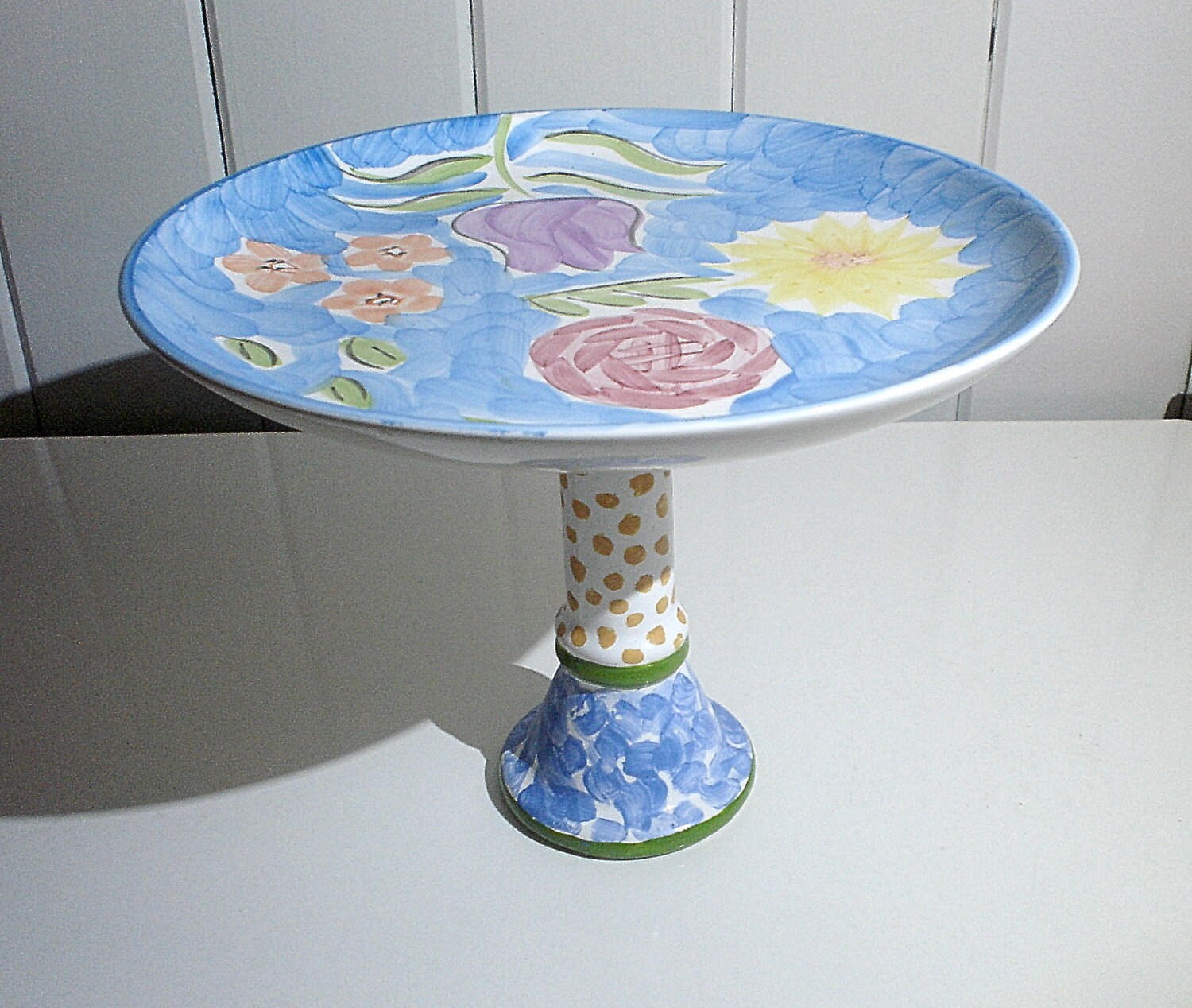 Close out sale Hand Painted Cake Stand Cupcake by vanvintage