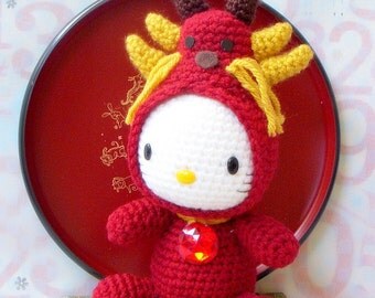 Amigurumi Pattern - Zodiac Dragon Kitty- Crochet amigurumi toy doll tutorial PDF