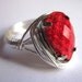 Wire Wrap Ring Blood Red Goth Vampire Teardrop Romantic Women Fashion Jewelry Any Size