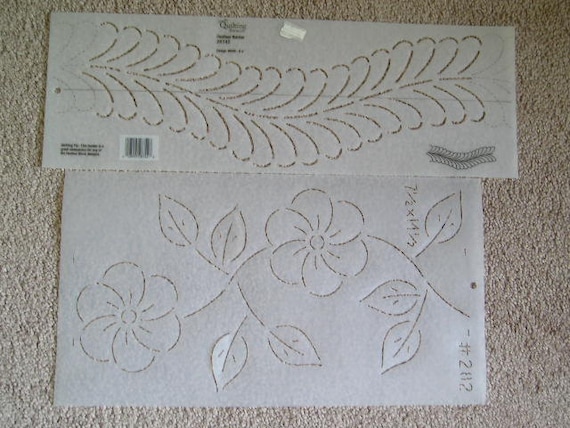 2 Quilting Stencils Flower and Feather Border CLEARANCE