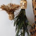 2 Feather Tassels with Vintage Carved Bone Bead - Peacock & Ostrich ON SALE