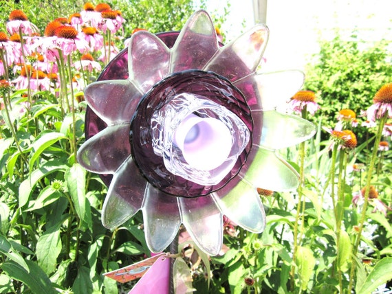 Garden Decoration Glass Plate Flower Upcycled ABIGAIL