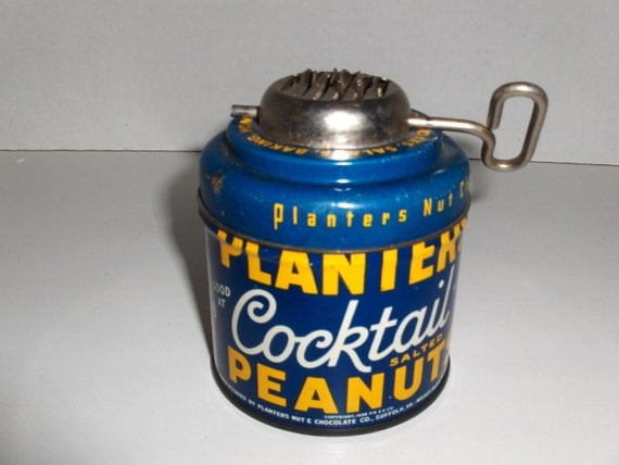 Antique Planters Peanuts Tin with Built In Nut Chopper