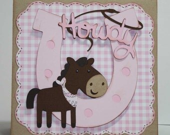 Cowgirl birthday invitations - horse and western theme, custom design, set of 12