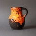 Fat Lava West German Pottery Roth Handled Vase Orange and Black
