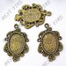 4pcs of Antique Brass Oval Cabochon Pendant Base 23x35mm (Cabochon Size:13x18mm)