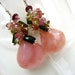 Pink Peruvian Opal and Watermelon Tourmaline Cluster Earrings. Silver. Spring. Bridal. Matching Necklace listed separately.ONLY ONE.