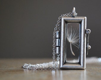 Dandelion Necklace Rectangular Dandelion Seed Necklace