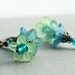 Teal Flower Earrings, kelly green, Ultramarine, Floral Jewelry, lucite flower earrings, leverback earrings, spring jewelry