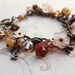 Earth Tones Charm Bracelet, Autumn in Paris Bracelet, Flower Charm Bracelet, Brown, Tan, Ecru