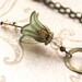 Flower Pendant Necklace. Deep Moss Green. Green Flower Necklace. Long Necklace.