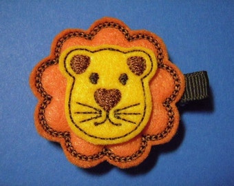 Lonnie The Lion Felt Hair Clip Clippie - For Infant Toddler Girl