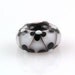 Lampwork Glass Bead Big Hole European Charm Black and White Flowers