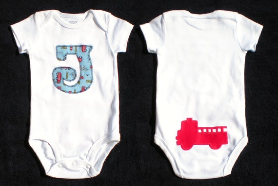 Items similar to Firetruck Personalized Onesie - Baby Boy Girl Clothes