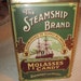 25% Off Was 12.95 Vintage England MOLASSES CANDY Tin Container Steamship Brand Glasgow Green Gold Brown