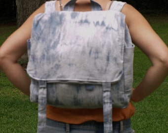 Sturdy canvas adjustable Backpack- custom hand dyed tie-dye- mens womens bag