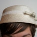 Vintage Cream Linen Hat with Bow - Understated and Beautiful
