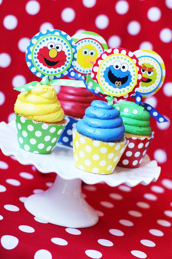 Sesame Street Cupcake Toppers - DIY PRINTABLE - Inspired by Sesame Street - Amanda's Parties To Go Il_570xn