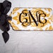Damask Luggage Tag Yellow Gold and Black Monogrammed