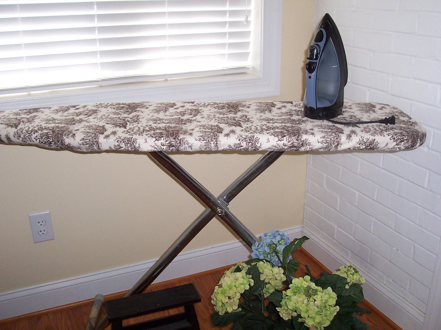 Custom Ironing Board Cover Chocolate Toile Fabric LAST ONE