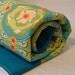 baby blanket, fleece stroller blanket, crib quilt in green and turquoise coin pattern