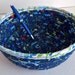 Blue Coiled Basket, Lovely Napkin Basket, Fruit Bowl, Key and Change Basket, hand wrapped and hand coiled fabric,