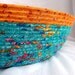 Turquoise Cat Bed, Handmade Aqua Cat Bed, 12" Dog Bed, hand wrapped and coiled fabric