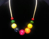 tropical punch colorful wood bead necklace
