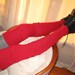 RED Wool Thigh High Leg Warmers Knit Footless Boot Socks Over the Knee A637