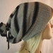 Oversized Slouchy Beanie Hat, Charcoal Grey StripeMens Womens Tam