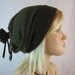 Merino Wool Slouchy Beanie Hat, Dark Olive Green Men's Dress Tam