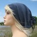 Musician Style Slouchy Hat, Summer Weight Wool Denim Blue Oversized Beanie Tam Mens Ladies