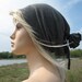 Musician Mens Slouchy Beanie HAT Charcoal Grey Silk Cashmere with Leather Wrap Tie