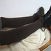 Boot Socks Knee High Leg Warmers Brown Black Thick Warm Sweater Knit A626