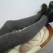 Black/ White Silk & Cashmere Leg Warmers Thigh High Over the Knee Knit Boot Socks